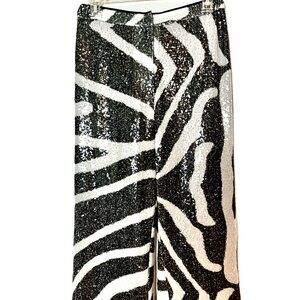 In The Mood For Love Johny Zebra Sequin Pants Black White Size S